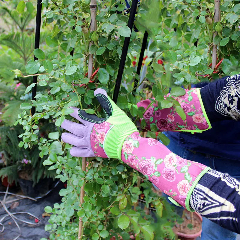 Long Tube Gardening Floral Stab-resistant Gloves GLlew Homewares