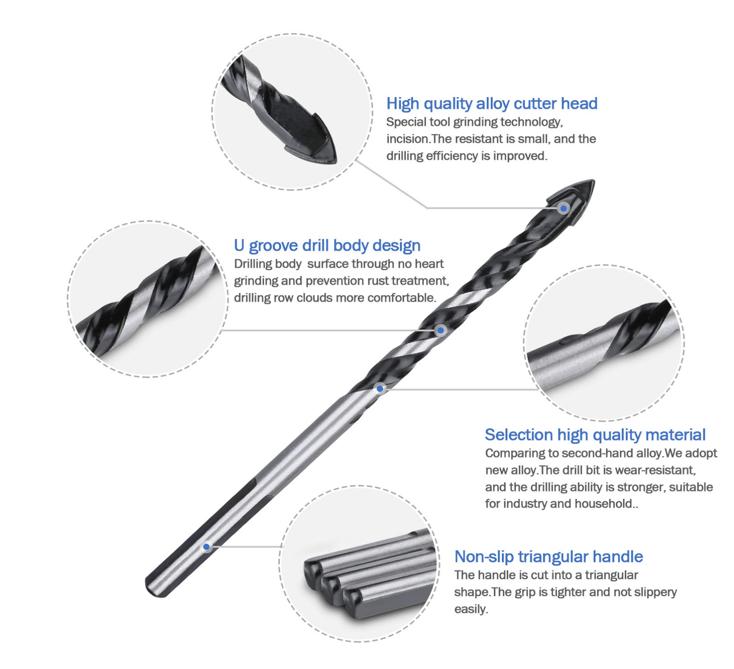 Triangular-overlord Handle Multifunctional Drill Bits GLlew Homewares