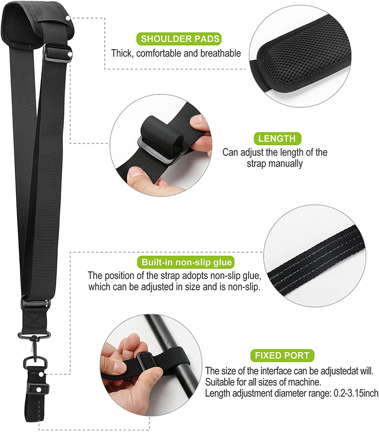 Hanging Strap for Lawn Machine – Black Nylon Side Strap GLlew Homewares