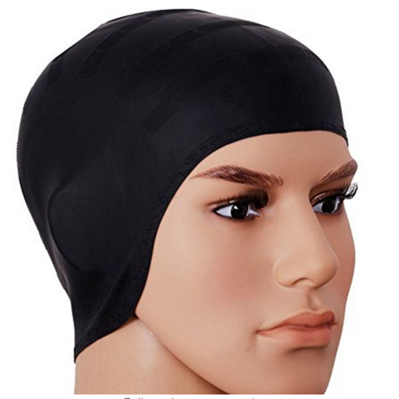 Universal Flexible Stretch Elastic Swimming Cap Swim Hat - Black